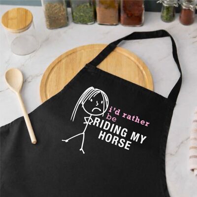 60 SECOND MAKEOVER Women's I'd Rather Be Riding My Horse Apron Cooking Mum in Black Black 60 SECOND MAKEOVER Women's I'd Rather Be Riding My Horse Apron Cooking Mum in Black Black