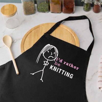 60 SECOND MAKEOVER Women's I'd Rather Be Knitting Apron in Black Black 60 SECOND MAKEOVER Women's I'd Rather Be Knitting Apron in Black Black