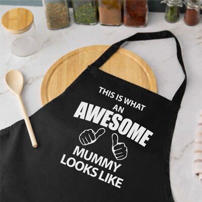60 SECOND MAKEOVER Women's This Is What An Awesome Mummy Looks Like Black Apron Black 60 SECOND MAKEOVER Women's This Is What An Awesome Mummy Looks Like Black Apron Black
