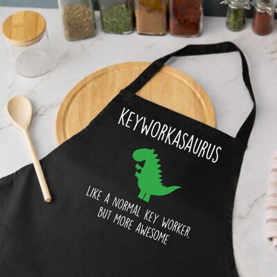 60 SECOND MAKEOVER Key Worker Dinosaur Apron Keyworkasaurus in Black Black 60 SECOND MAKEOVER Key Worker Dinosaur Apron Keyworkasaurus in Black Black