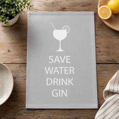 60 SECOND MAKEOVER Grey Save Water Drink Gin Tea Towel Grey 60 SECOND MAKEOVER Grey Save Water Drink Gin Tea Towel Grey