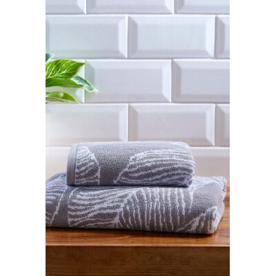 Fusion Matteo Leaf Jacquard Grey Towel - Towel Fusion Matteo Leaf Jacquard Grey Towel - Towel