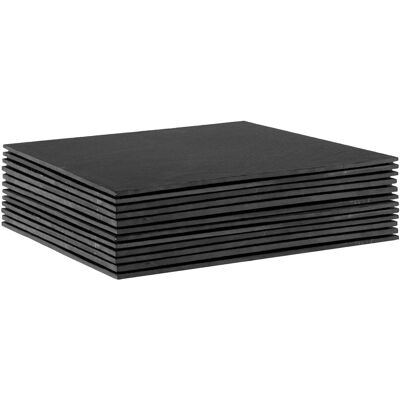 Argon Tableware Square Slate Placemats - Set of 12 Natural Stone Smooth Edge Mats 33cm in Black Black Argon Tableware Square Slate Placemats - Set of 12 Natural Stone Smooth Edge Mats 33cm in Black Black