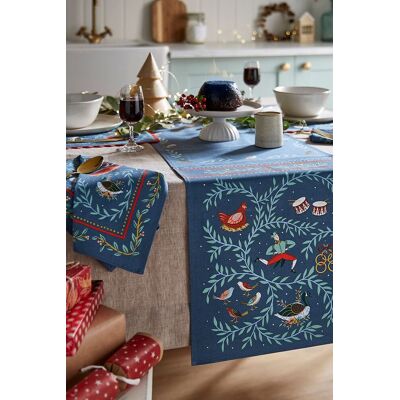 Ulster Weavers '12 Days of Christmas' Festive Print 100% Cotton Table Runner in Green Green Ulster Weavers '12 Days of Christmas' Festive Print 100% Cotton Table Runner in Green Green