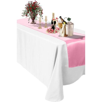 Neel Blue Satin Table Runner, 11" x 108" in Baby Pink Baby Pink Neel Blue Satin Table Runner, 11" x 108" in Baby Pink Baby Pink