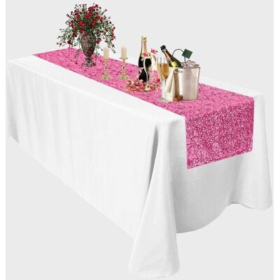 Neel Blue Glitter Sequin Table Runner - 11" x 108" in Baby Pink Baby Pink Neel Blue Glitter Sequin Table Runner - 11" x 108" in Baby Pink Baby Pink