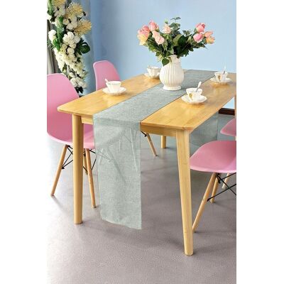 Neel Blue Hessian Table Runner, 29cm x 275cm Jute Fabric Dining Tableware in Silver Size: 29 cm x 275 cm Silver 29 cm x 275 cm Neel Blue Hessian Table Runner, 29cm x 275cm Jute Fabric Dining Tableware in Silver Size: 29 cm x 275 cm Silver 29 cm x 275 cm