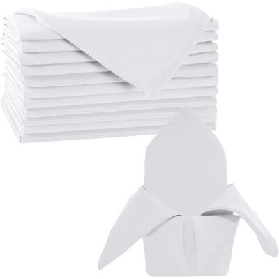 Neel Blue 20"x20" White Christmas Table Napkin, 100% Spun Polyester, Stain-Resistant - 10pcs White Neel Blue 20"x20" White Christmas Table Napkin, 100% Spun Polyester, Stain-Resistant - 10pcs White