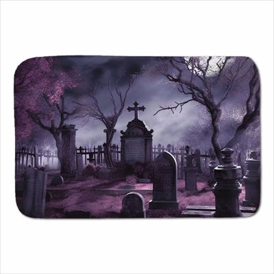 Warren Reed - Designer Witchs Moonlit Cemetery Design Sherpa Blanket in Purple Size: Large Purple Large Warren Reed - Designer Witchs Moonlit Cemetery Design Sherpa Blanket in Purple Size: Large Purple Large