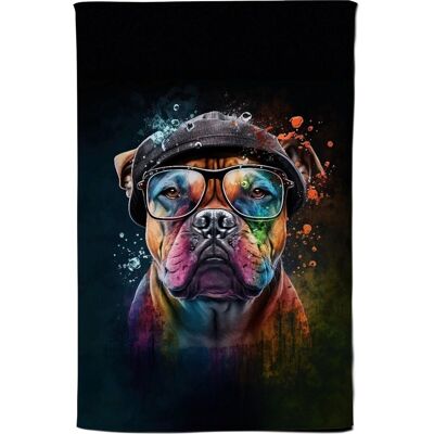 Warren Reed - Designer Staffordshire Bull Terrier Dog Splashart Tea Towel Multicolor Warren Reed - Designer Staffordshire Bull Terrier Dog Splashart Tea Towel Multicolor