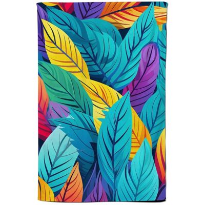 Warren Reed - Designer Bright Colourful Leaves Tea Towel in Blue Blue Warren Reed - Designer Bright Colourful Leaves Tea Towel in Blue Blue