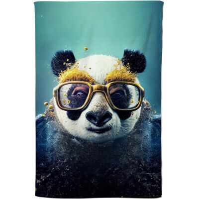 Warren Reed - Designer Panda With Golden Glasses Splashart Tea Towel in Yellow Yellow Warren Reed - Designer Panda With Golden Glasses Splashart Tea Towel in Yellow Yellow