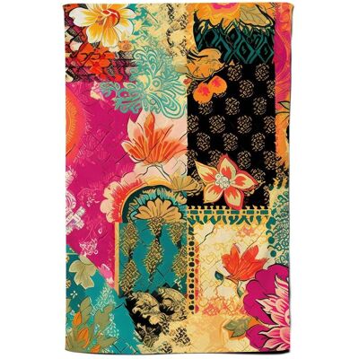 Warren Reed - Designer Patchwork Mixed Textiles Tea Towel in Pink Pink Warren Reed - Designer Patchwork Mixed Textiles Tea Towel in Pink Pink