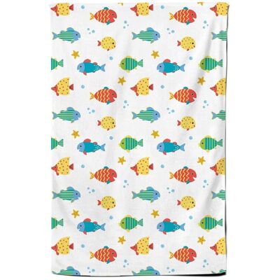 Warren Reed - Designer Swimming Fish Tea Towel in Blue Blue Warren Reed - Designer Swimming Fish Tea Towel in Blue Blue