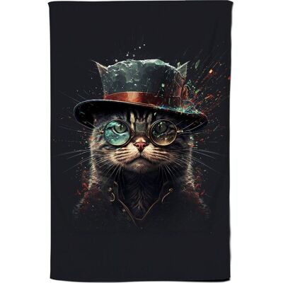 Warren Reed - Designer Cat With Glasses Splashart Tea Towel Multicolor Warren Reed - Designer Cat With Glasses Splashart Tea Towel Multicolor