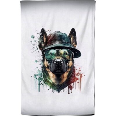 Warren Reed - Designer German Shepherd Splashart Tea Towel Multicolor Warren Reed - Designer German Shepherd Splashart Tea Towel Multicolor