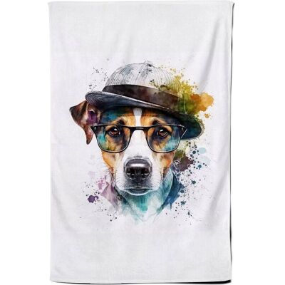 Warren Reed - Designer Jack Russell Dog Splashart Tea Towel Multicolor Warren Reed - Designer Jack Russell Dog Splashart Tea Towel Multicolor