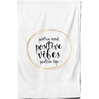 Warren Reed - Designer Positive Mind, Vibes, Life Tea Towel in Black Black Warren Reed - Designer Positive Mind, Vibes, Life Tea Towel in Black Black