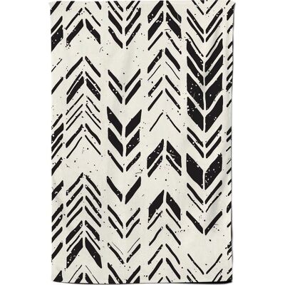 Warren Reed - Designer Hand Drawn Chevron Pattern Tea Towel in Black Black Warren Reed - Designer Hand Drawn Chevron Pattern Tea Towel in Black Black