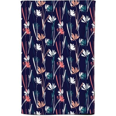 Warren Reed - Designer Hand Drawn Wild Flowers Tea Towel in Blue Blue Warren Reed - Designer Hand Drawn Wild Flowers Tea Towel in Blue Blue