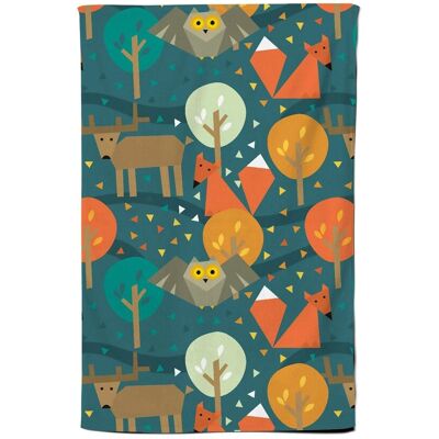Warren Reed - Designer Wild Nightlife Tea Towel in Green Green Warren Reed - Designer Wild Nightlife Tea Towel in Green Green