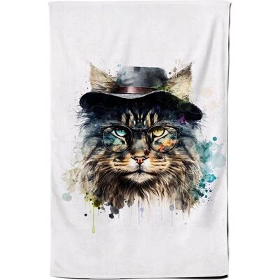 Warren Reed - Designer Norwegian Forest Cat Splashart Tea Towel Multicolor Warren Reed - Designer Norwegian Forest Cat Splashart Tea Towel Multicolor