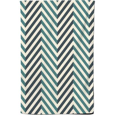 Warren Reed - Designer Geometric Herringbone Chevron Blues Tea Towel in Green Green Warren Reed - Designer Geometric Herringbone Chevron Blues Tea Towel in Green Green