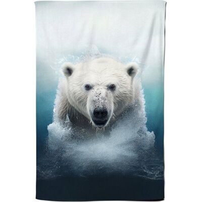 Warren Reed - Designer Polar Bear Splashart Tea Towel in White White Warren Reed - Designer Polar Bear Splashart Tea Towel in White White