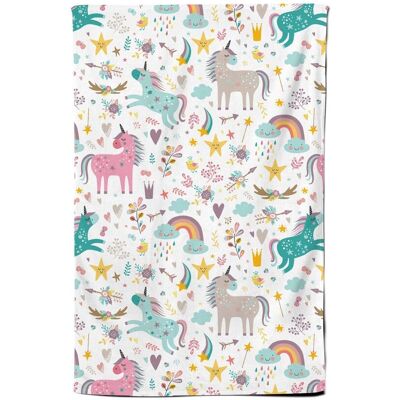 Warren Reed - Designer Unicorn & Rainbows Tea Towel in Blue Blue Warren Reed - Designer Unicorn & Rainbows Tea Towel in Blue Blue
