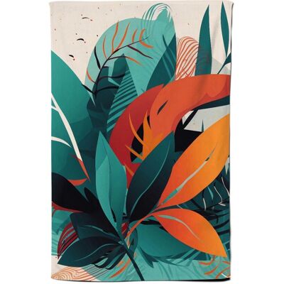 Warren Reed - Designer Green Orange Tropical Leaves Tea Towel Green Warren Reed - Designer Green Orange Tropical Leaves Tea Towel Green