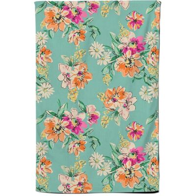 Warren Reed - Designer Bright Flower Sketch Tea Towel in Green Green Warren Reed - Designer Bright Flower Sketch Tea Towel in Green Green