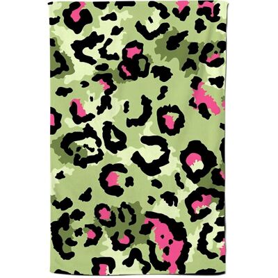 Warren Reed - Designer Green & Pink Leopard Print Tea Towel Green Warren Reed - Designer Green & Pink Leopard Print Tea Towel Green