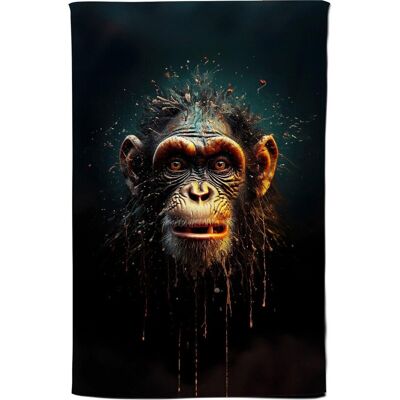 Warren Reed - Designer Splashart Monkey Face Tea Towel in Black Black Warren Reed - Designer Splashart Monkey Face Tea Towel in Black Black