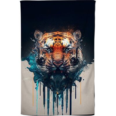 Warren Reed - Designer Tiger Face Splashart Tea Towel in Brown Brown Warren Reed - Designer Tiger Face Splashart Tea Towel in Brown Brown