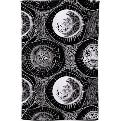 Warren Reed - Designer Black White Moon & Sun Tea Towel in Grey Grey Warren Reed - Designer Black White Moon & Sun Tea Towel in Grey Grey