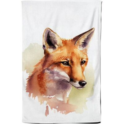 Warren Reed - Designer Fox Watercolour Tea Towel in Brown Brown Warren Reed - Designer Fox Watercolour Tea Towel in Brown Brown