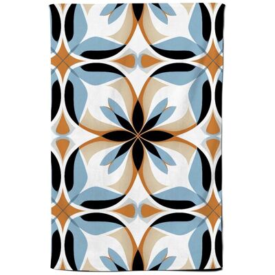 Warren Reed - Designer White Brown & Blue Geometric Pattern Tea Towel Blue Warren Reed - Designer White Brown & Blue Geometric Pattern Tea Towel Blue