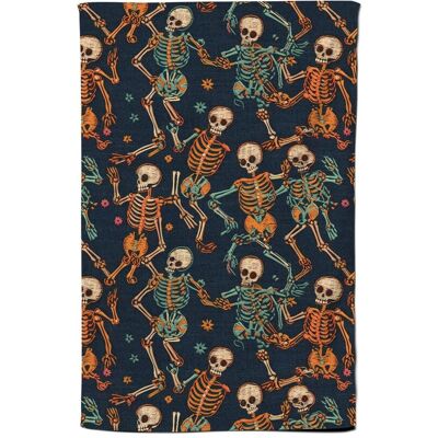 Warren Reed - Designer Dancing Skeletons Tea Towel in Orange Orange Warren Reed - Designer Dancing Skeletons Tea Towel in Orange Orange