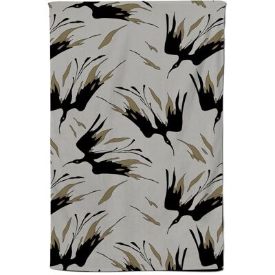 Warren Reed - Designer Black & Gold Fire Bird Silhouettes Tea Towel in Grey Grey Warren Reed - Designer Black & Gold Fire Bird Silhouettes Tea Towel in Grey Grey