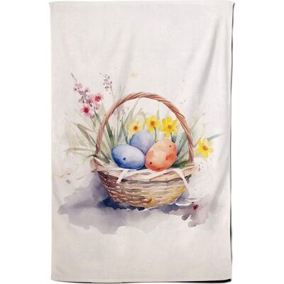 Warren Reed - Designer Watercolour Easter Basket Tea Towel Multicolor Warren Reed - Designer Watercolour Easter Basket Tea Towel Multicolor