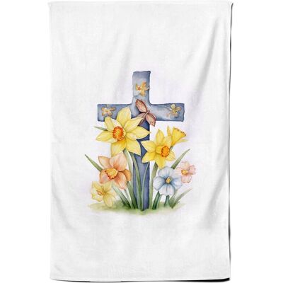 Warren Reed - Designer Watercolour Easter Cross with Daffodils Tea Towel Multicolor Warren Reed - Designer Watercolour Easter Cross with Daffodils Tea Towel Multicolor