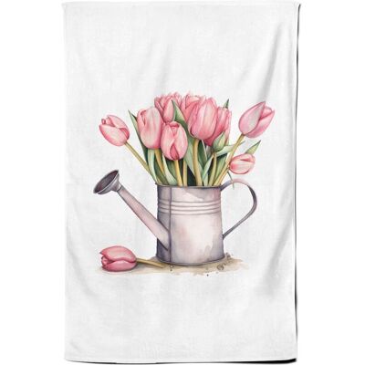 Warren Reed - Designer Tuplips In A Watering Can Watercolour Tea Towel Multicolor Warren Reed - Designer Tuplips In A Watering Can Watercolour Tea Towel Multicolor