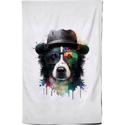 Warren Reed - Designer Border Collie Dog Splashart Tea Towel Multicolor Warren Reed - Designer Border Collie Dog Splashart Tea Towel Multicolor