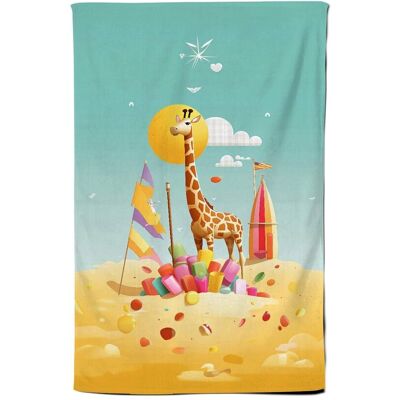 Warren Reed - Designer A Giraffe On A Beach Holiday Tea Towel in Yellow Yellow Warren Reed - Designer A Giraffe On A Beach Holiday Tea Towel in Yellow Yellow