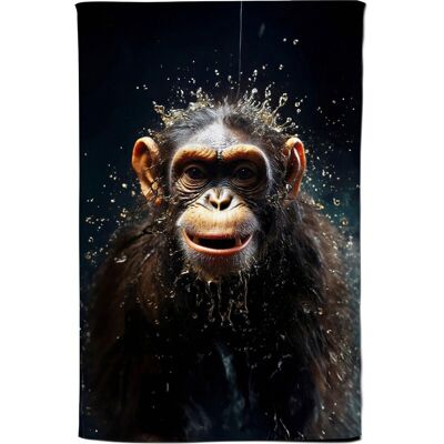 Warren Reed - Designer Realistic Monkey Face Splashart Tea Towel in Black Black Warren Reed - Designer Realistic Monkey Face Splashart Tea Towel in Black Black