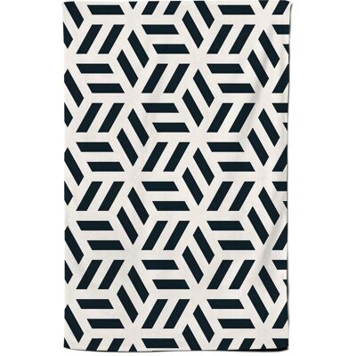 Warren Reed - Designer Geometric Monochrome Hexagonal Pattern Tea Towel in Black Black Warren Reed - Designer Geometric Monochrome Hexagonal Pattern Tea Towel in Black Black