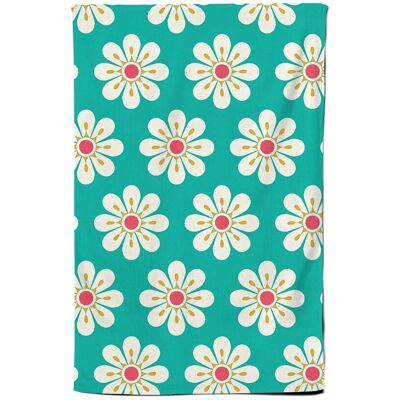 Warren Reed - Designer Daisy Pattern Tea Towel in Green Green Warren Reed - Designer Daisy Pattern Tea Towel in Green Green