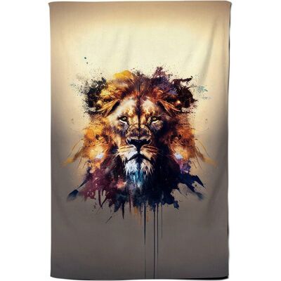 Warren Reed - Designer Majestic Lion Face Splashart Tea Towel in Brown Brown Warren Reed - Designer Majestic Lion Face Splashart Tea Towel in Brown Brown