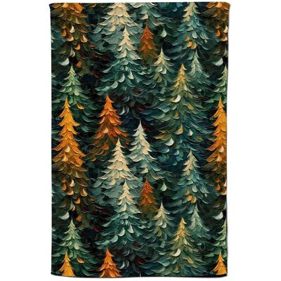 Warren Reed - Designer Impasto Style Christmas Trees Tea Towel in Green Green Warren Reed - Designer Impasto Style Christmas Trees Tea Towel in Green Green