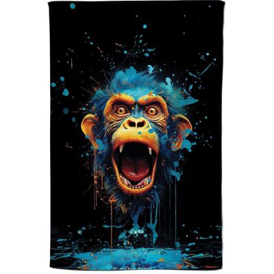 Warren Reed - Designer Crazy Monkey face Splashart Tea Towel in Blue Blue Warren Reed - Designer Crazy Monkey face Splashart Tea Towel in Blue Blue